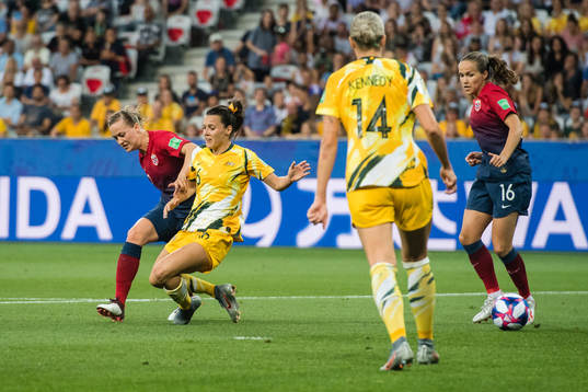 Kristine Minde and Guro Reiten of Norway and Chloe Logarzo