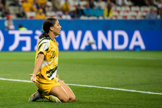 Sam Kerr of Australia looks dejected