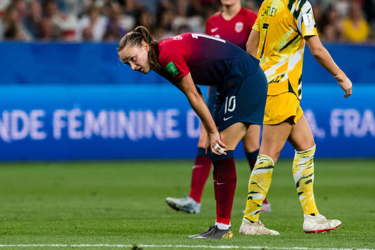 Caroline Graham Hansen of Norway looks dejected