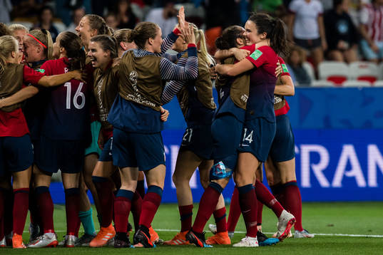 Ingrid Syrstad Engen of Norway celebrates