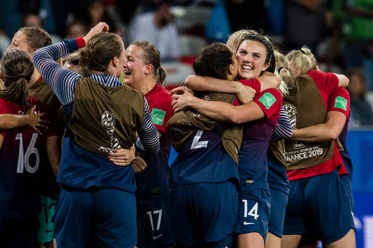 Ingrid Syrstad Engen of Norway celebrates