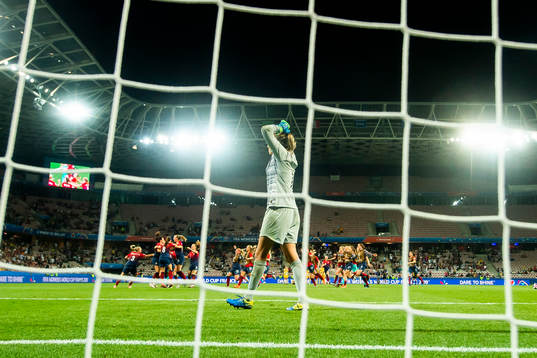 Goalkeeper Lydia Williams of Australia looks dejected and