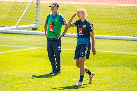 Peter Gerhardsson, Head coach and Fridolina Rolfö of Sweden