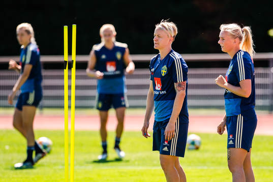Nilla Fischer and Stina Blackstenius of Sweden