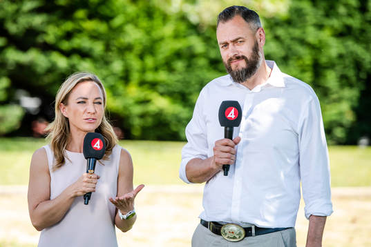 Frida Nordstrand and Olof Lundh of Swedish television
