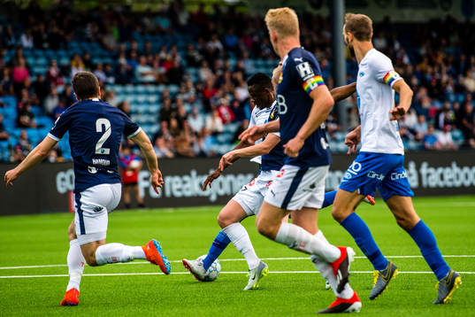 Leke Samson James of Molde scores the 0-2 goal