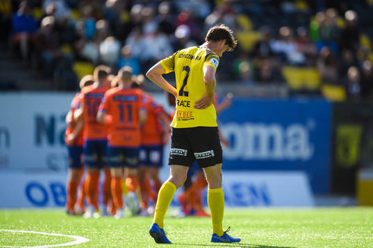 Edvard Race of Raufoss looks dejected
