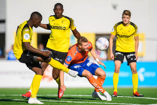 Salomon Owusu and Parfait Bizoza of Raufoss against