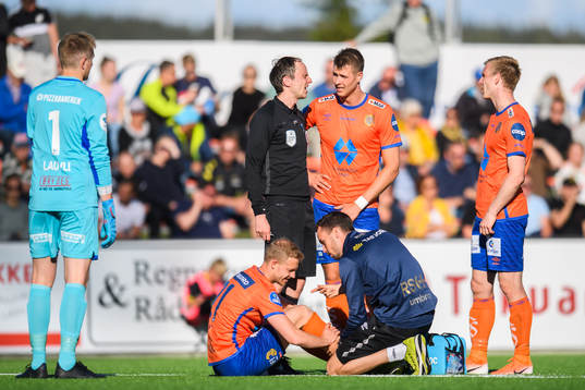 Peter Orry Larsen of Aalesund in pain