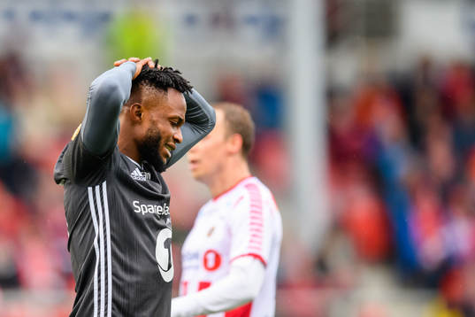 Samuel Adegbenro of Rosenborg looks dejected
