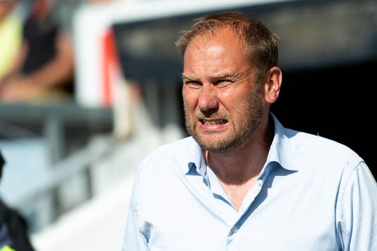 Halmstads tränare Magnus Haglund före fotbollsmatchen i
