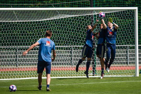 Goalkeepers Jennifer Falk , Zecira Musovic and Hedvig