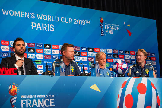 Peter Gerhardsson, Head coach and Caroline Seger of Sweden