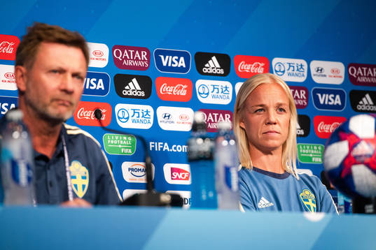 Peter Gerhardsson, Head coach and Caroline Seger of Sweden