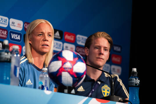 Caroline Seger and Press officer Fredrik Madestam of Sweden