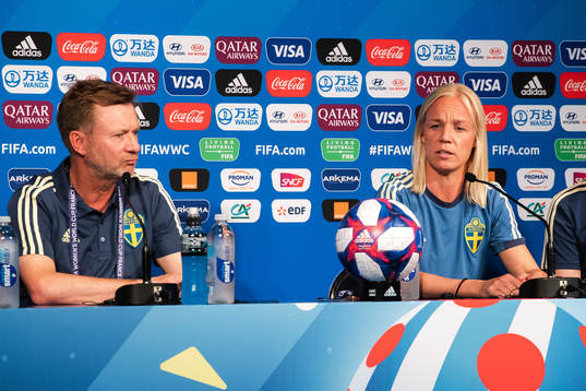 Peter Gerhardsson, Head coach and Caroline Seger of Sweden
