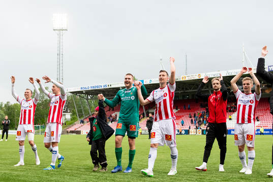 Players of Tromsø celebrate