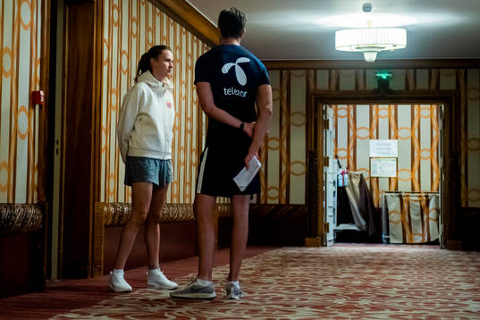 Caroline Graham Hansen of Norway and Terje Skeie, head of