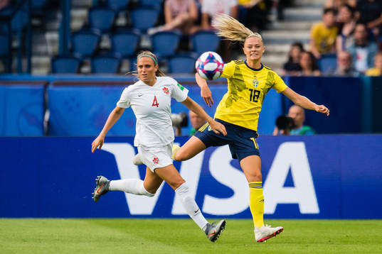 Shelina Zadorsky of Canada and Fridolina Rolfö of Sweden