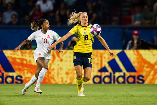 Ashley Lawrence of Canada and Fridolina Rolfö of Sweden