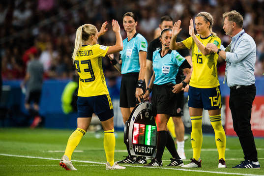 Elin Rubensson and Nathalie Björn of Sweden