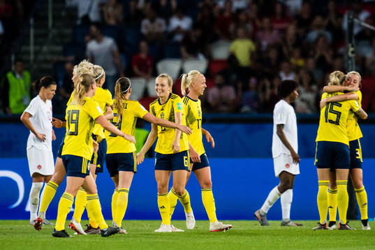 Players of Sweden celebrates winning