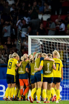 Players of Sweden celebrates winning