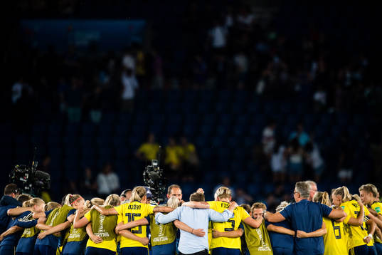 Players of Sweden celebrates winning