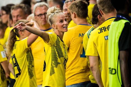 Sofia Jakobsson of Sweden celebrates winning