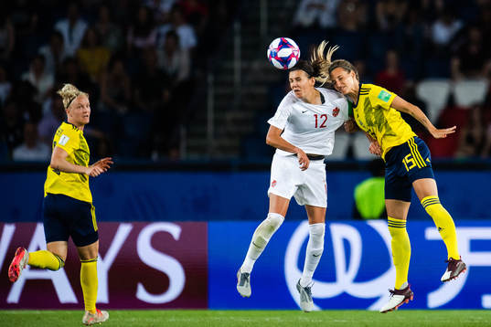 Nilla Fischer and Nathalie Björn of Sweden against