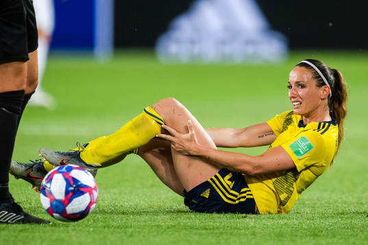 Kosovare Asllani of Sweden in pain