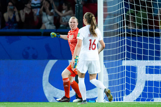Goalkeeper Hedvig Lindahl of Sweden celebrates