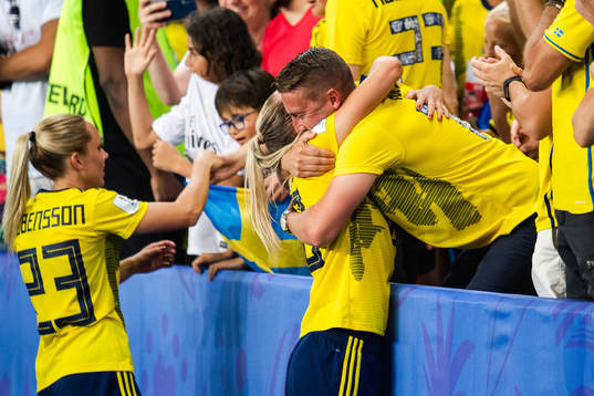 Fridolina Rolfö of Sweden celebrate with her boyfriend