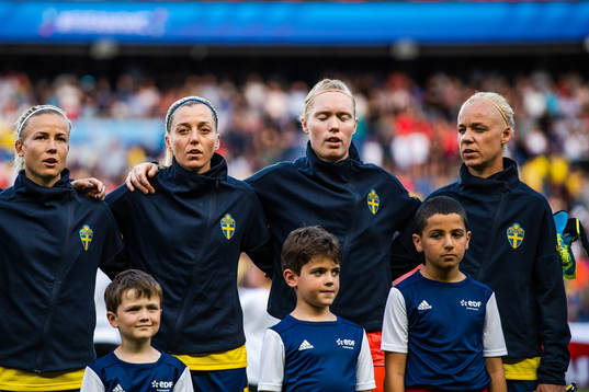 Hanna Glas , Linda Sembrant , goalkeeper Hedvig Lindahl ,