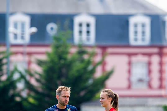 Martin Sjögren, head coach of Norway, and Caroline Graham
