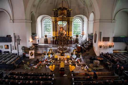 A general view over the funeral of former UEFA president