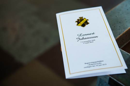 Leaflet of the funeral of former UEFA president Lennart