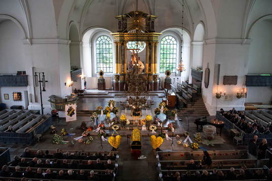 A general view over the funeral of former UEFA president