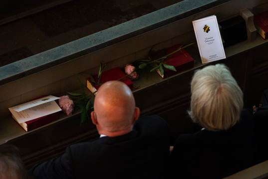 A leaflet of the funeral of former UEFA president Lennart