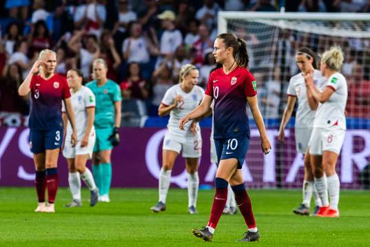 Caroline Graham Hansen of Norway looks dejected