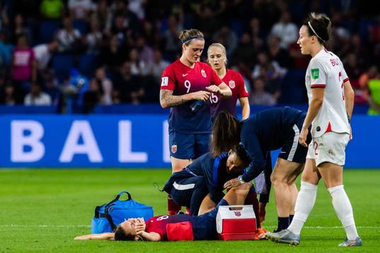 Vilde Bøe Risa of Norway receives medical treatment