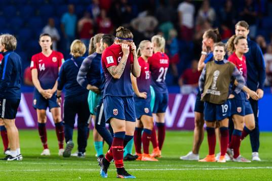 Isabell Lehn Herlovsen of Norway look dejected