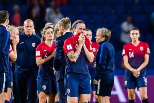 Isabell Lehn Herlovsen of Norway look dejected