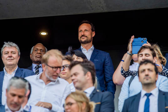 Crown Prince Haakon of Norway in the stands