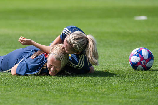 Nilla Fischer and Linda Sembrant of Sweden