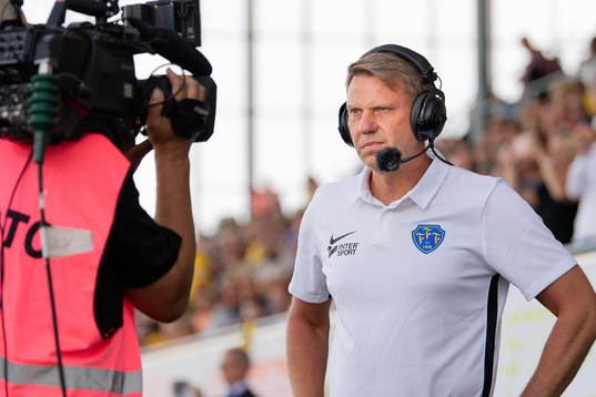 Falkenbergs tränare Hasse Eklund före fotbollsmatchen i