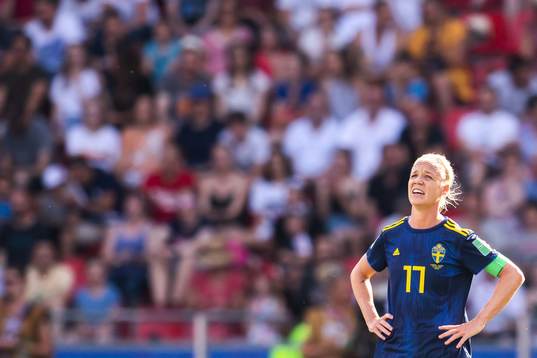 Caroline Seger of Sweden looks dejected