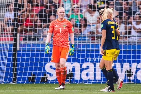 Goalkeeper Hedvig Lindahl of Sweden looks dejected