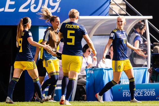 Sofia Jakobsson of Sweden celebrates