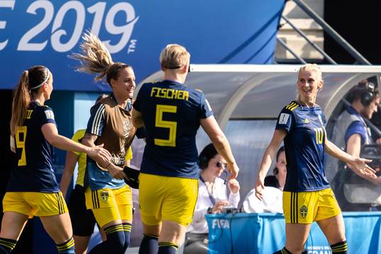 Sofia Jakobsson of Sweden celebrates